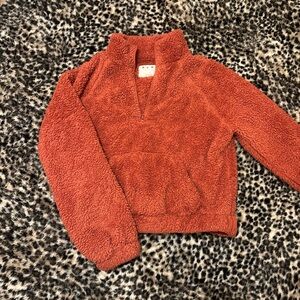 Aeropostale Rust-Orange Teddy Sherpa Half-Zip Pullover